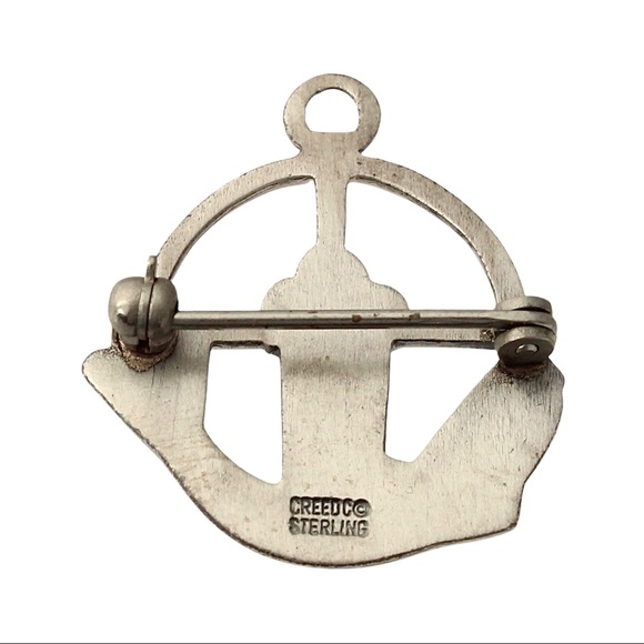 Vintage Creed Sterling Silver Fish & Bread Loaves Brooch Pin / Necklace Pendant - Picture 2 of 4